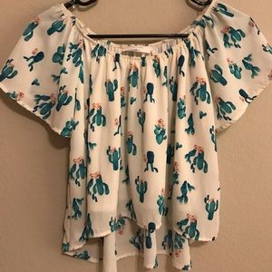 Off the shoulder Peach Love California cactus top